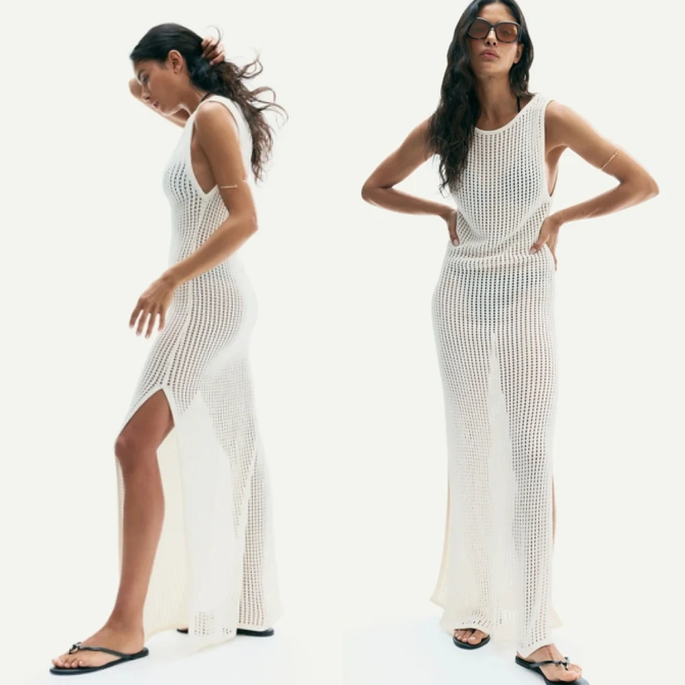 H&M Knit Maxi Dress White Size M - Picture 6 of 10